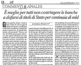 E' meglio per tutti non costringere le banche a disfarsi di titoli di Stato per centinaia di mld