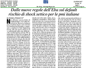 Dalle nuove regole dell'Eba sul default rischio di shock settico per le pmi italiane