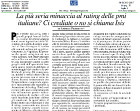 La più seria minaccia al rating delle pmi italiane? Ci crediate o no si chiama Isis