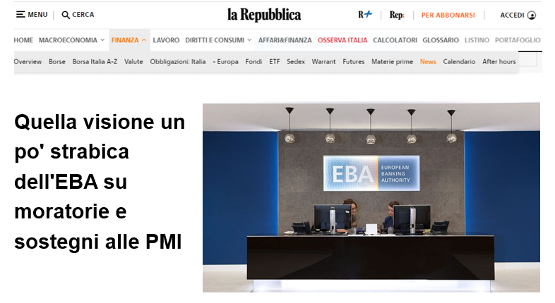 Quella visione un po' strabica dell'EBA su moratorie e sostegni alle PMI